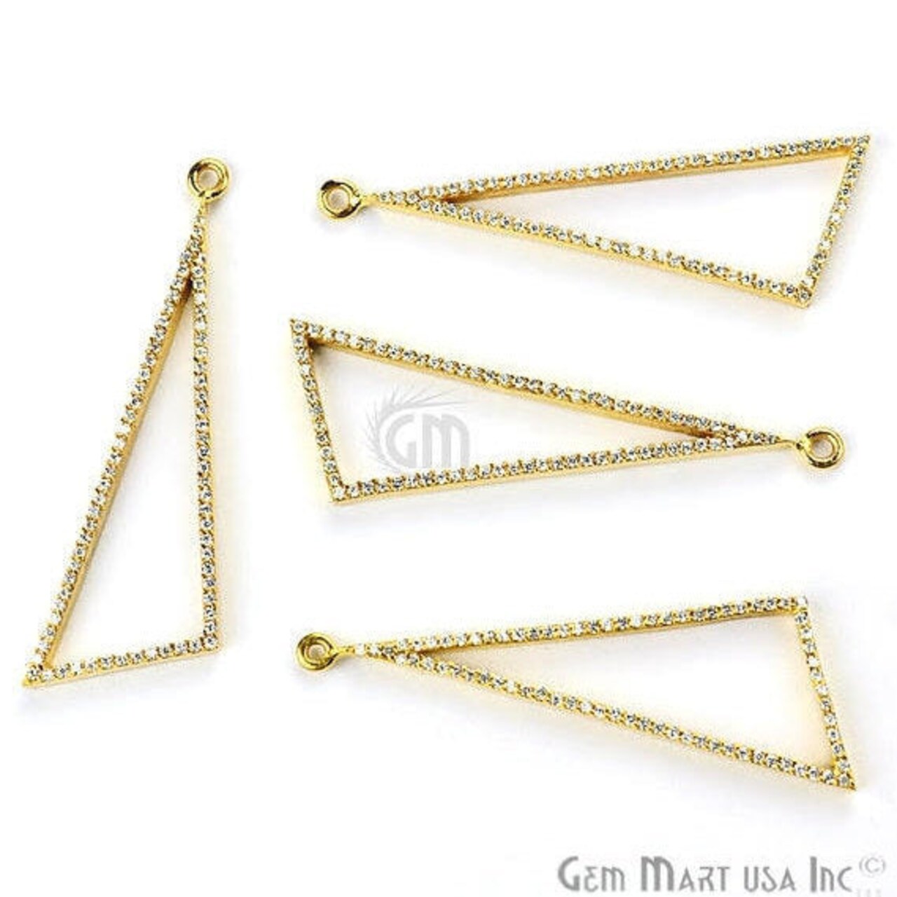 Cubic Zirconia Unique Pendants, Gold Vermeil Pave Charms, Bracelet and Necklace Pendants, Real CZ Gems, GemMartUSA (CH_M)
